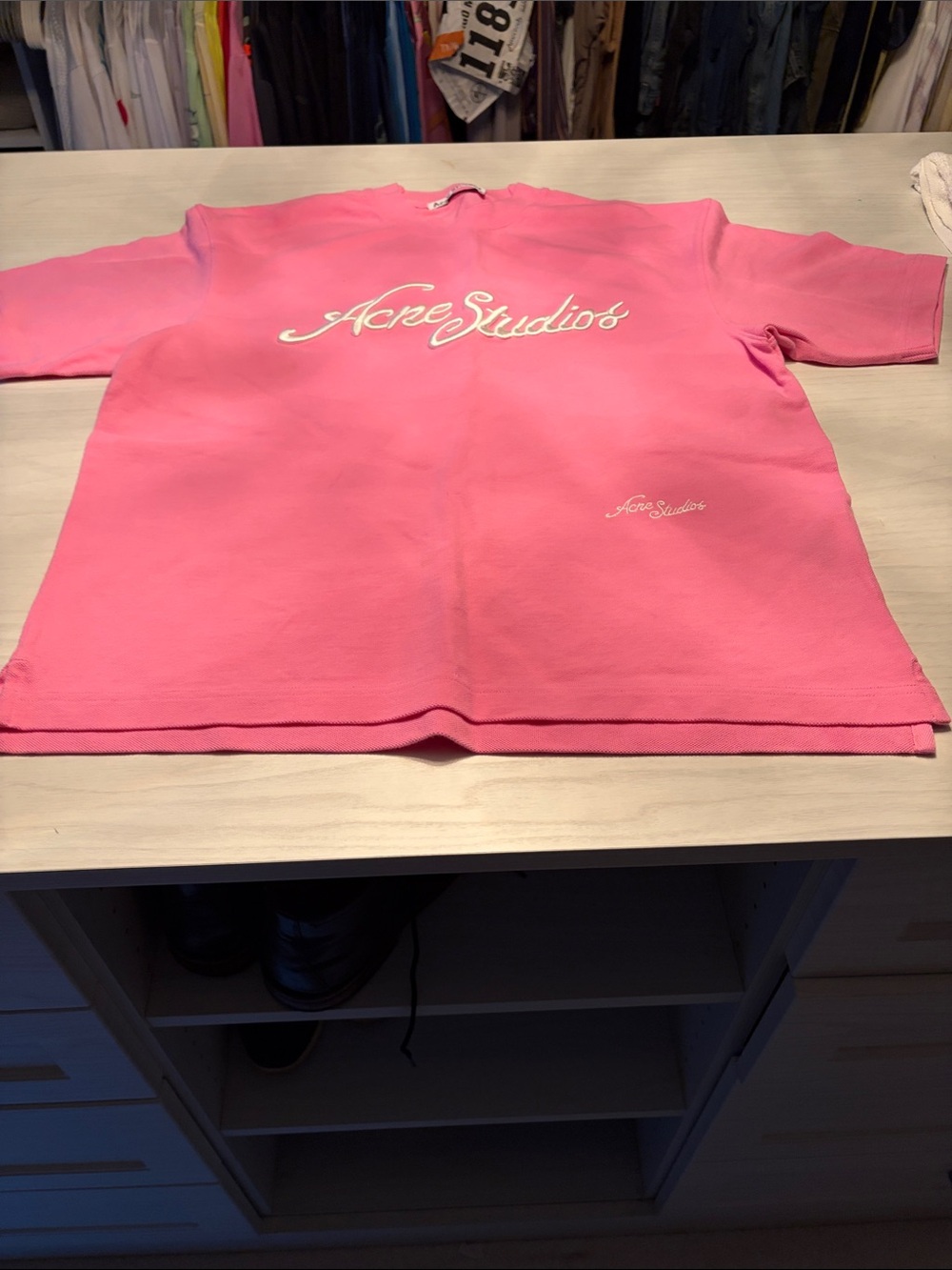 Acne Pink Short-Sleeve Logo Tee